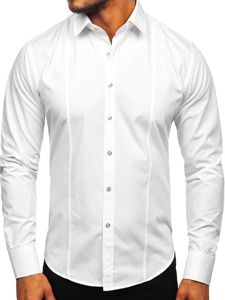 Vyriški elegantiški marškiniai ilgomis rankovėmis balti Bolf 6944