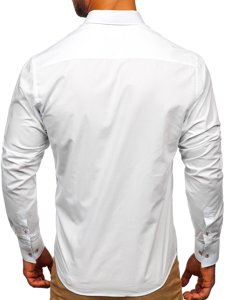 Vyriški elegantiški marškiniai ilgomis rankovėmis balti Bolf 8839