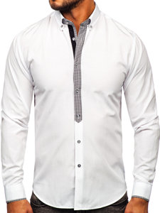 Vyriški elegantiški marškiniai ilgomis rankovėmis biała Bolf 6873-1