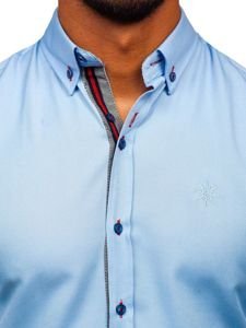 Vyriški elegantiški marškiniai ilgomis rankovėmis błękitna Bolf 5801-A