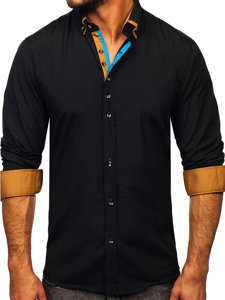 Vyriški elegantiški marškiniai ilgomis rankovėmis juodi Bolf 3708-1