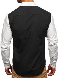 Vyriški elegantiški marškiniai ilgomis rankovėmis juodi Bolf 6919