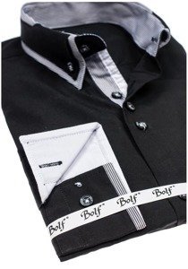 Vyriški elegantiški marškiniai ilgomis rankovėmis juodi Bolf 6929-A