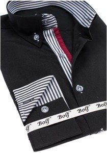 Vyriški elegantiški marškiniai ilgomis rankovėmis juodi Bolf 6943