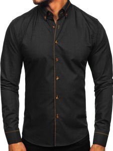Vyriški elegantiški marškiniai ilgomis rankovėmis juodi Bolf 6964