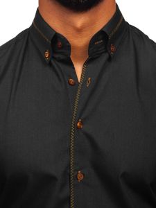 Vyriški elegantiški marškiniai ilgomis rankovėmis juodi Bolf 6964