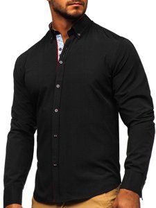 Vyriški elegantiški marškiniai ilgomis rankovėmis juodi Bolf 8839