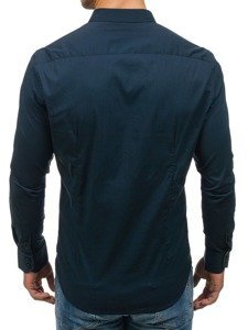 Vyriški elegantiški tamsiai mėlyni marškiniai ilgomis rankovėmis Bolf 7197