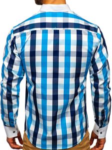 Vyriški languoti marškiniai ilgomis rankovėmis turkio spalvos Bolf 9718