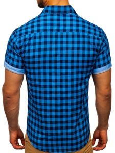Vyriški languoti marškiniai trumpomis rankovėmis mėlyni Bolf 4508