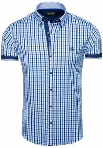 Vyriški languoti marškiniai trumpomis rankovėmis, mėlyni Bolf 4510