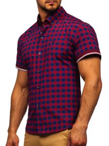Vyriški languoti marškiniai trumpomis rankovėmis raudoni Bolf 4508
