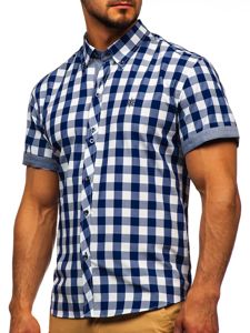 Vyriški languoti marškiniai trumpomis rankovėmis tasmsiai mėlyni Bolf 6522