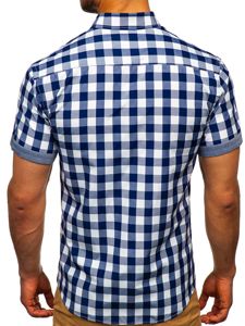 Vyriški languoti marškiniai trumpomis rankovėmis tasmsiai mėlyni Bolf 6522
