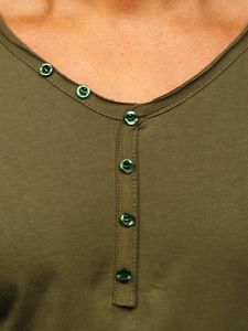 Vyriški marškinėliai ilgomis rankovėmis be paveikslėlio chaki Bolf 5059