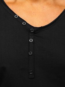 Vyriški marškinėliai ilgomis rankovėmis be paveikslėlio juodi Bolf 5059