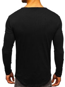 Vyriški marškinėliai ilgomis rankovėmis be paveikslėlio juodi Bolf 5059