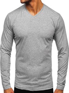 Vyriški marškinėliai su V formos apykakle be paveikslėlio pilki Bolf 172008