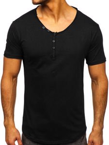 Vyriški marškinėliai su V kaklu be paveikslėlio juodi Bolf 4049