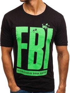 Vyriški marškinėliai su paveikslėliu juodi Bolf 6295