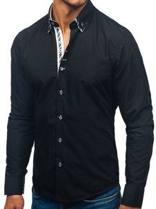Vyriški marškiniai ilgomis rankovėmis juodi Bolf 3762