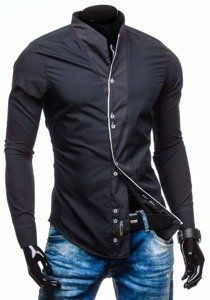 Vyriški marškiniai ilgomis rankovėmis juodi Bolf 5720-1