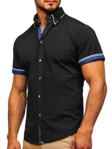 Vyriški marškiniai trumpomis rankovėmis juodi Bolf 2911-1